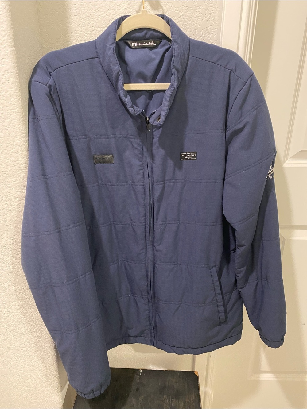 Travis Mathew Men's Blue Quilted Puffer Jacket
